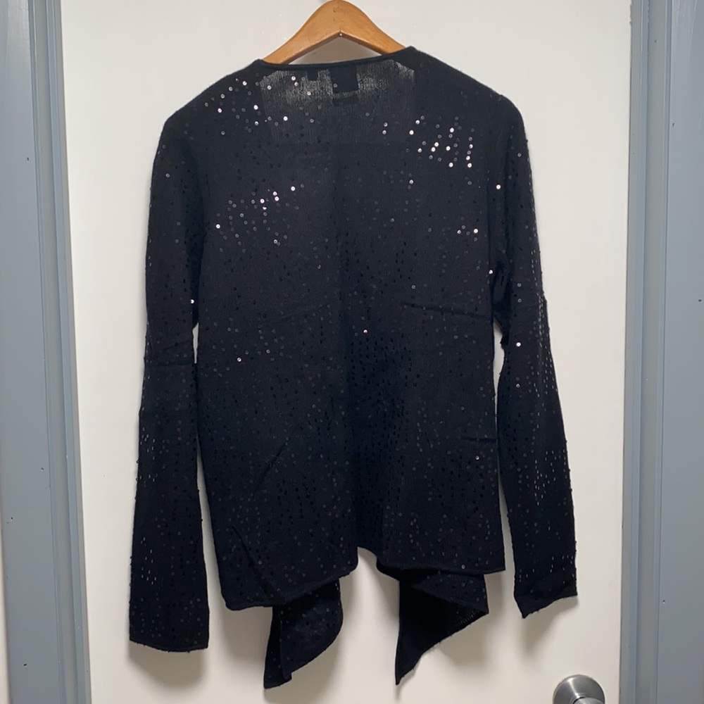 Saks Fifth Avenue 100% Cashmere Sparkly Black Sweater - Picture 12 of 16